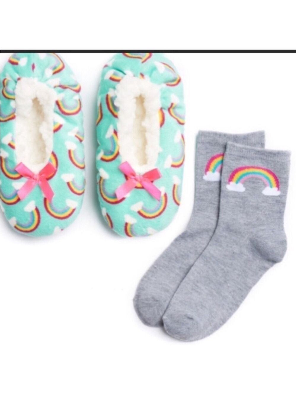 Fuzzy Babba Babba Buddies rainbow themed girls size S/M shoe size 8-13